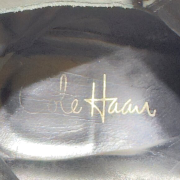 COLE HAAN Women's Black Leather Knee-High Riding Boots Buckle Detailing Size 7B - Picture 9 of 13